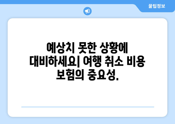 여행 계획 변경, 걱정 마세요! 여행 취소 비용 보험으로 안전하게 대비하세요 | 여행 보험, 취소 보험, 환불 보험, 여행 계획 변경