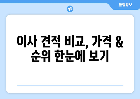 소형 아파트 이사 견적 비교| 가격 & 순위 | 포장이사, 비용 절약, 업체 추천