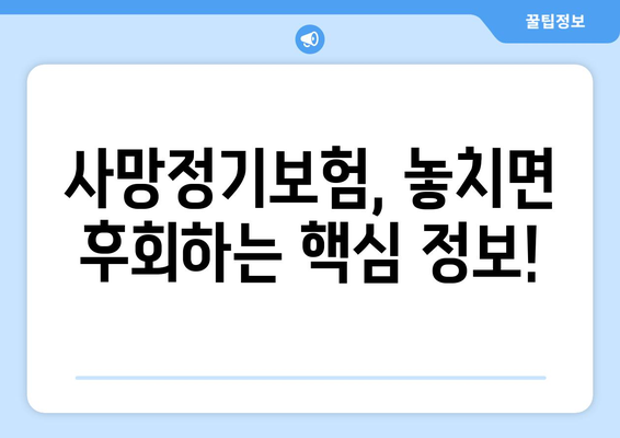 사망정기보험 가입 전 꼭 알아야 할 5가지 주요 고려 사항 | 보장 분석, 보험료 비교, 가입 팁