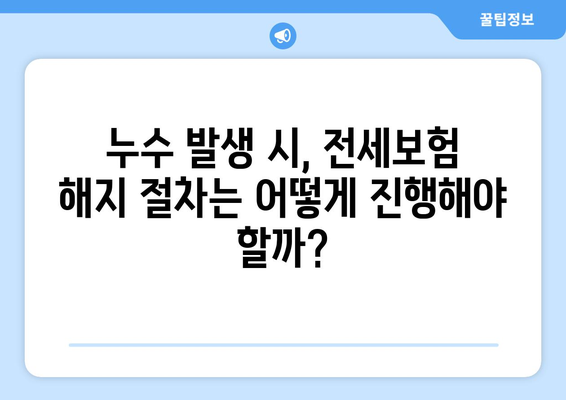 아랫집 누수, 전세보험 해지! 나에게 맞는 대처법은? | 전세보증금, 보상, 손해, 해지 절차, 주의 사항