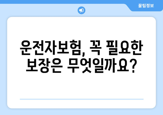 운전자보험 보장 핵심 정리| 나에게 꼭 필요한 보장은? | 운전자보험, 보험료, 보장내용, 비교분석