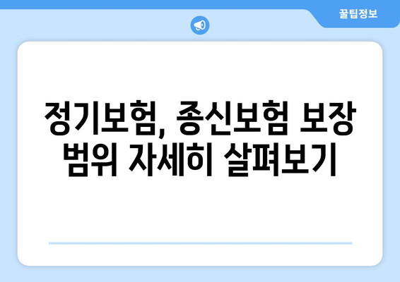 정기보험 vs 종신보험| 나에게 맞는 보험은? | 보장 분석, 장단점 비교, 선택 가이드