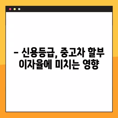 중고차 할부 이자 낮추는 비법! 2024년 최저금리 찾는 방법 & 신용등급 영향 총정리 | 중고차 구매, 할부, 이자율, 신용등급, 후기