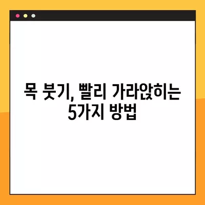 목이 부었을 때 붓기를 가라앉히는 꿀팁| 빠르게 효과 보는 5가지 방법 | 목 붓기, 림프절 붓기, 부종 해소, 치료 팁