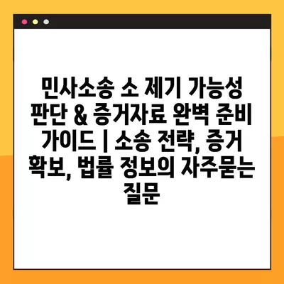 민사소송 소 제기 가능성 판단 & 증거자료 완벽 준비 가이드 | 소송 전략, 증거 확보, 법률 정보