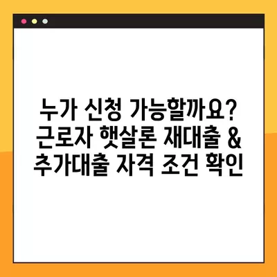 근로자 햇살론 재대출 & 추가대출 신청 완벽 가이드 | 신청 자격, 필요 서류, 주의 사항