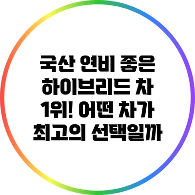 국산 연비 좋은 하이브리드 차 1위! 어떤 차가 최고의 선택일까?