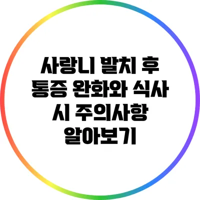 사랑니 발치 후 통증 완화와 식사 시 주의사항 알아보기