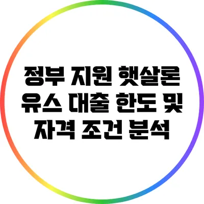 정부 지원 햇살론 유스 대출: 한도 및 자격 조건 분석