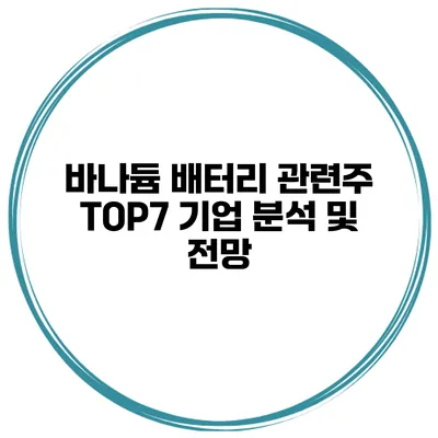 바나듐 배터리 관련주 TOP7 기업 분석 및 전망
