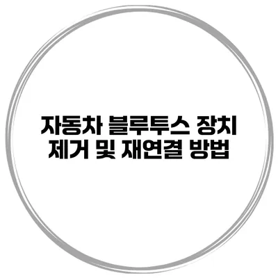 자동차 블루투스 장치 제거 및 재연결 방법
